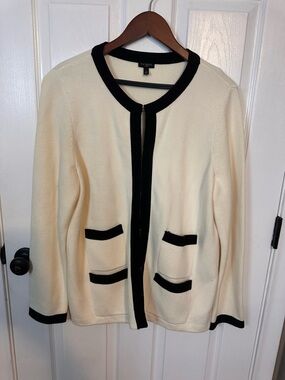 Talbots Cream Sweater with Black Trim